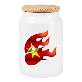 Drapeau du Vietnam - Vietnam - Ninja - Boîte à biscuits avec couvercle en bois - blanc - Devant