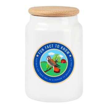 Kestrel fact - Cookie Jar with Wooden Lid - white - Front