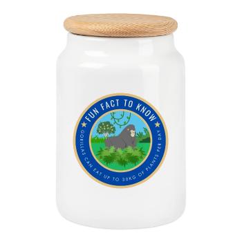 Gorillas can eat up to 30kg of plants per day - Cookie Jar with Wooden Lid - white - Front