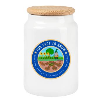 Ants can carry up to 50 times their own weight - Cookie Jar with Wooden Lid - white - Front