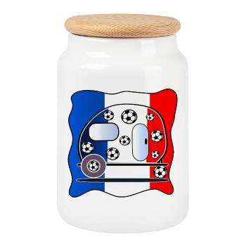 France Camping Soccer - Cookie Jar with Wooden Lid - white - Front