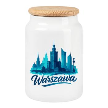 Varsovie Warszawa Capitale Pologne Cadeau - Boîte à biscuits avec couvercle en bois - blanc - Devant