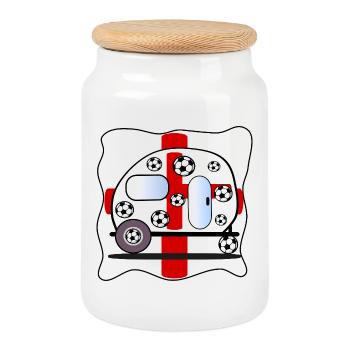 SOCCER CAMPING ENGLAND - Cookie Jar with Wooden Lid - white - Front