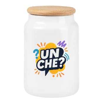 Un quoi? - Boîte à biscuits avec couvercle en bois - blanc - Devant