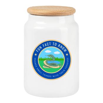 Snakes smell things with their tongues - Cookie Jar with Wooden Lid - white - Front