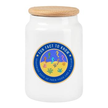 Seahorses suck up their food like a vacuum - Cookie Jar with Wooden Lid - white - Front