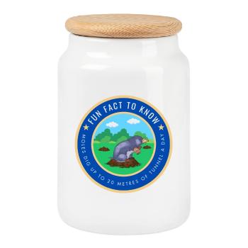 Moles dig up to 20 Metres of tunnel a day - Cookie Jar with Wooden Lid - white - Front