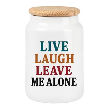 Live Laugh Leave Me Alone - Keksdose mit Holzdeckel - Weiß - Vorne