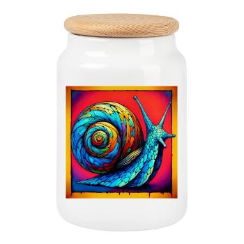 Schnecke - Keksdose mit Holzdeckel - Weiß - Vorne