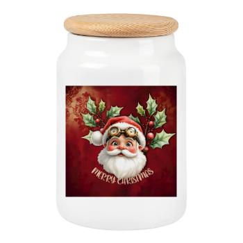 Elfe de Noël avec des lunettes vintage - Boîte à biscuits avec couvercle en bois - blanc - Devant