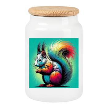 écureuil - Boîte à biscuits avec couvercle en bois - blanc - Devant