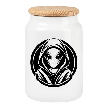 Étranger - Boîte à biscuits avec couvercle en bois - blanc - Devant