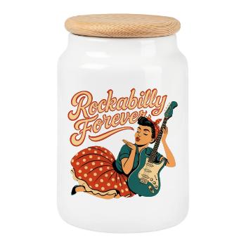 Rockabilly Forever Air Kiss Woman 50s Gift - Cookie Jar with Wooden Lid - white - Front