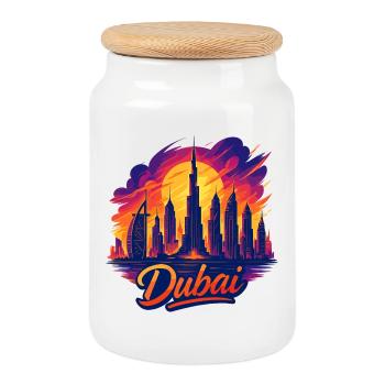 Dubai Golftiger Stadt Arabische Emirate Geschenk - Keksdose mit Holzdeckel - Weiß - Vorne