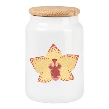 Elegante Orchidee Blume Illustration - Keksdose mit Holzdeckel - Weiß - Vorne