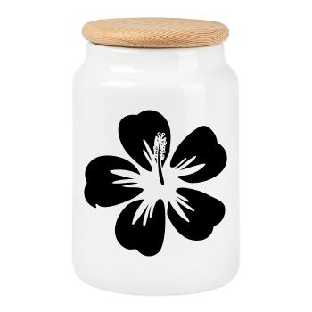 Hibiskusblüte Frei-Wählbare Farbe Tropen Grafik - Keksdose mit Holzdeckel - Weiß - Vorne