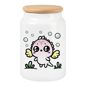 Axolotl - Keksdose mit Holzdeckel - Weiß - Vorne