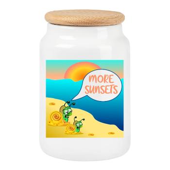 SUMMER SNAIL SUNSET COUPLE - Cookie Jar with Wooden Lid - white - Front