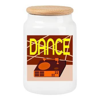 SCHALLPLATTEN MUSIK RETRO TANZEN - Keksdose mit Holzdeckel - Weiß - Vorne