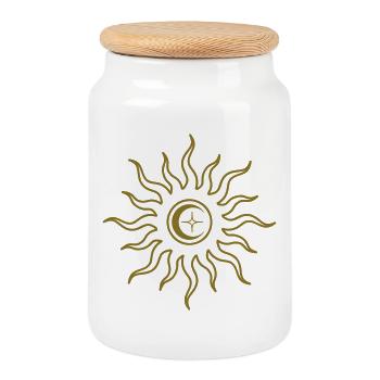 Soleil et Lune Mystique Céleste 2 - Boîte à biscuits avec couvercle en bois - blanc - Devant