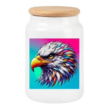 aigle - Boîte à biscuits avec couvercle en bois - blanc - Devant