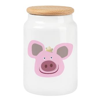 Cochon Mer Papier Bateau Enfants Tête Ferme Cool - Boîte à biscuits avec couvercle en bois - blanc - Devant