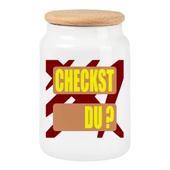 CHECKST DU WORTSCHATZ - Keksdose mit Holzdeckel - Weiß - Vorne