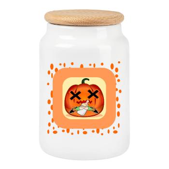 CITROUILLE D’HALLOWEEN BÉBÉ - Boîte à biscuits avec couvercle en bois - blanc - Devant