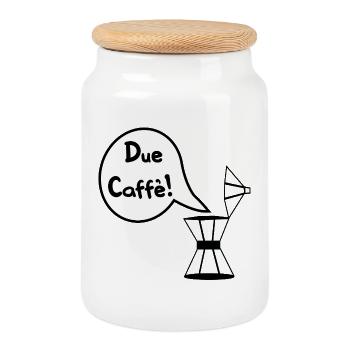 Due Caffè - Espressi Espresso - Cookie Jar with Wooden Lid - white - Front