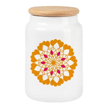 Ornement Mandala Inde Yoga Fleur Soleil Méditer - Boîte à biscuits avec couvercle en bois - blanc - Devant