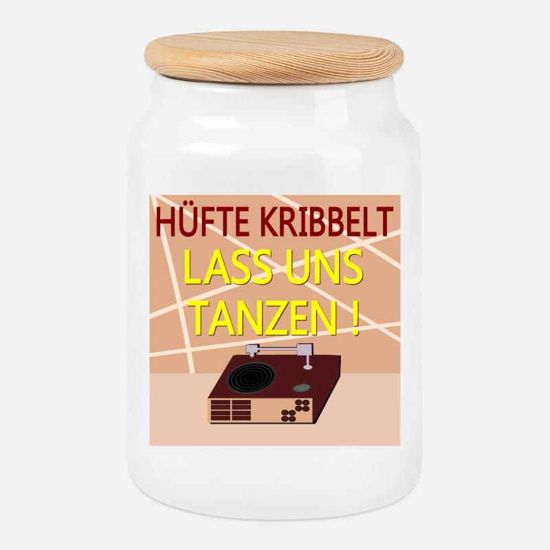 TÄNZER SPRÜCHE TANZEN SCHALLPLATTE - Keksdose mit Holzdeckel - Weiß