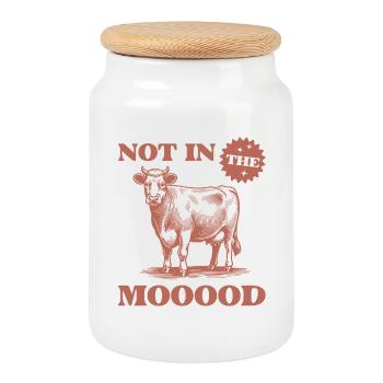 Vache humoristique avec le texte pas dans le mooood - Boîte à biscuits avec couvercle en bois - blanc - Devant