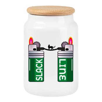 SLACKLINE CHAT FUMOIR BRIQUET - Boîte à biscuits avec couvercle en bois - blanc - Devant