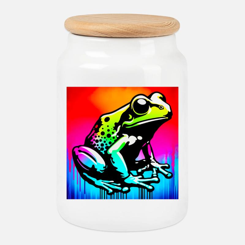 Frosch - Keksdose mit Holzdeckel - Weiß