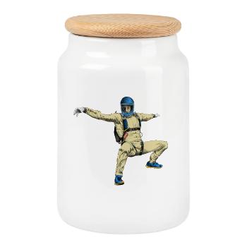 Skydiver - Keksdose mit Holzdeckel - Weiß - Vorne