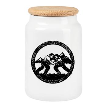 Schwinger_1_black - Boîte à biscuits avec couvercle en bois - blanc - Devant