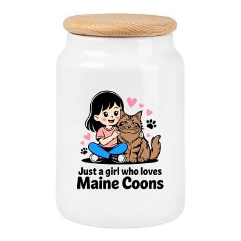 Juste une fille qui aime les Maine Coons - Boîte à biscuits avec couvercle en bois - blanc - Devant