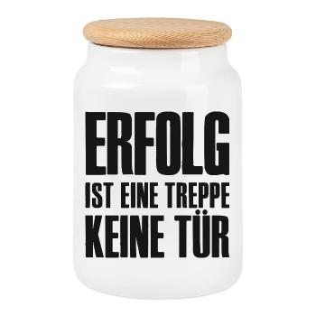Erfolgsspruch Erfolg Online Business Affiliate - Keksdose mit Holzdeckel - Weiß - Vorne