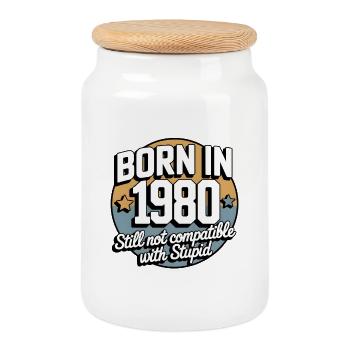 Geboren 1980 Humor Design - Keksdose mit Holzdeckel - Weiß - Vorne