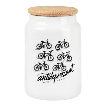 Einfarbiges Skizzenfahrrad-Thema für alle - Keksdose mit Holzdeckel - Weiß - Vorne