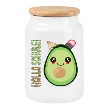 HALLO SCHULE AVOCADO SCHULANFANG SCHULKIND - Keksdose mit Holzdeckel - Weiß - Vorne