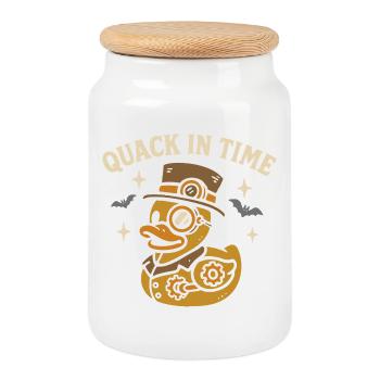 Vintage Steampunk Rubber Duck & Motif de dicton drôle - Boîte à biscuits avec couvercle en bois - blanc - Devant