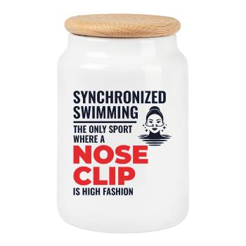 Citation sur le pince-nez en natation synchronisée - Boîte à biscuits avec couvercle en bois - blanc - Devant