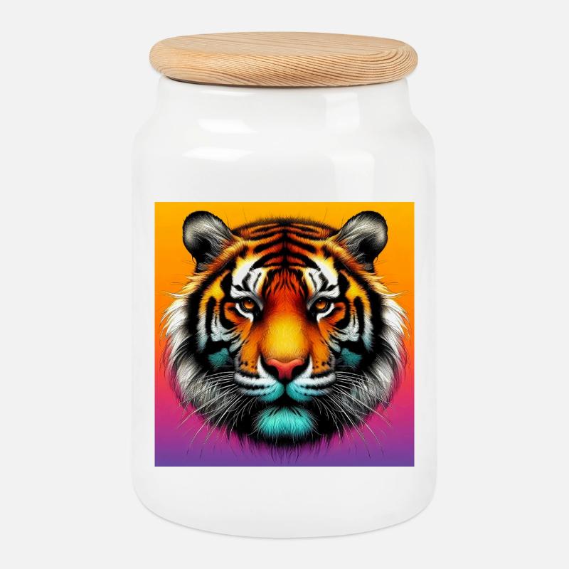 Tiger - Keksdose mit Holzdeckel - Weiß