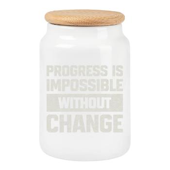 Motivational Quote on Gray Background Block Text - Cookie Jar with Wooden Lid - white - Front