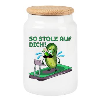 SPORT MOTIVATION DAD MUSTACHE CUCUMBER - Cookie Jar with Wooden Lid - white - Front