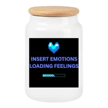 INSERT EMOTIONS LOADING FEELINGS  - Keksdose mit Holzdeckel - Weiß - Vorne