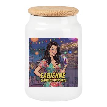 Fabienne (Sambuca, Bazooka) - Cookie Jar with Wooden Lid - white - Front