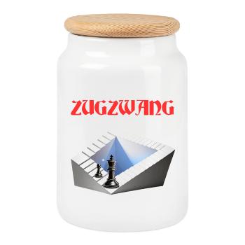 ZUGZWANG, Echecs, stratégie et art optique - Boîte à biscuits avec couvercle en bois - blanc - Devant