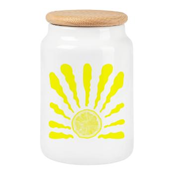 LEMON SUMMER SUN - Cookie Jar with Wooden Lid - white - Front